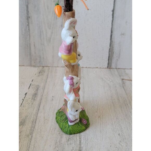 E.U. Easter Bunny carrot tree Ceramic figure chick family spring - Picture 10 of 12